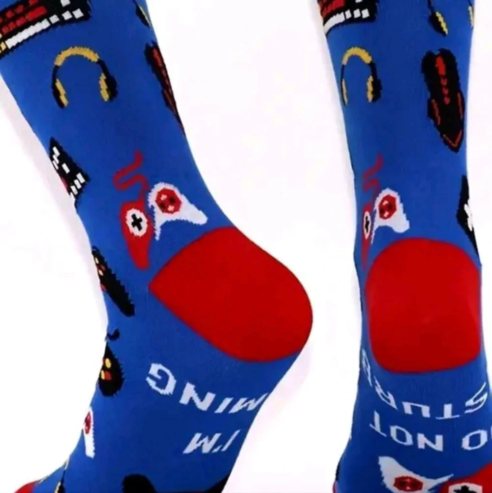 Red white blue mens crew socks Do Not Disturb I’m Gaming computer gamer gift